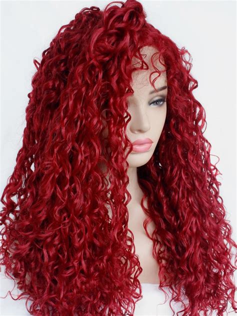 Sexy Wine Red Long Curly Lace Front Wig - Synthetic Wigs - BabalaHair