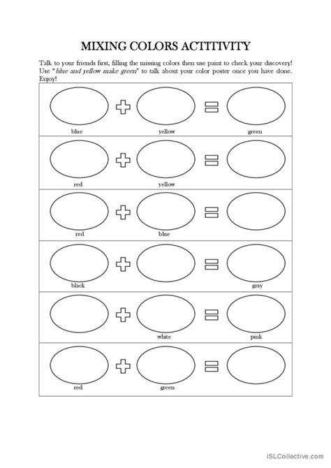 Mixing color activity : English ESL worksheets pdf & doc