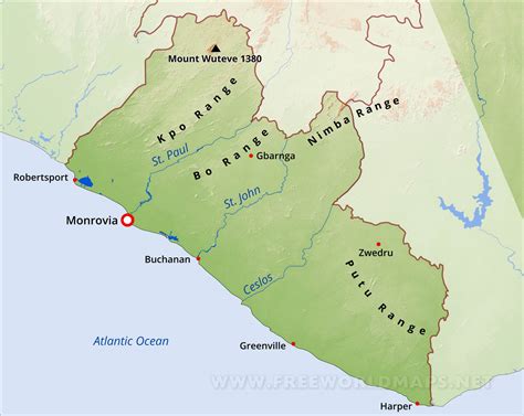 Liberia Physical Map