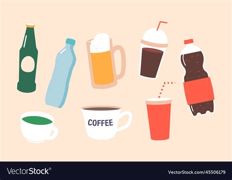 Set of healthy and unhealthy drinks isolated beer Vector Image