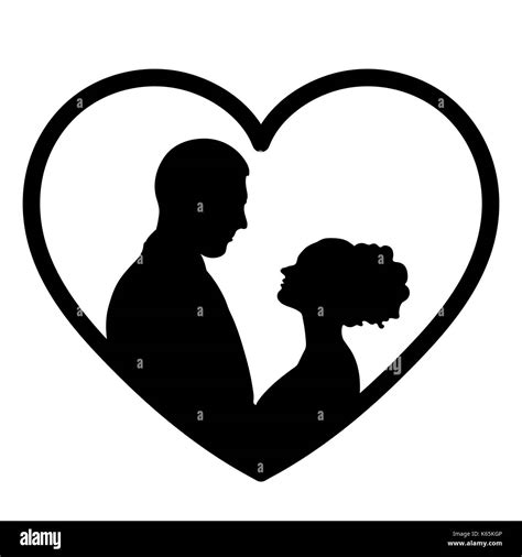 Couple in love silhouette, vector flat icon, logo, bride and groom ...