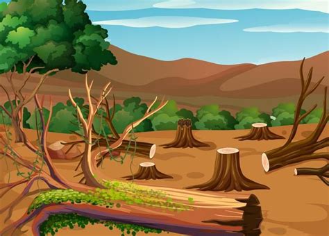 Deforestation scene at daytime | Deforestation drawing, Deforestation ...