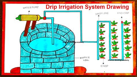 drip irrigation system with well drawing in simple and easy steps ...