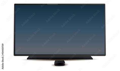 TV and reciever with colored dark blue screen isolated on white ...