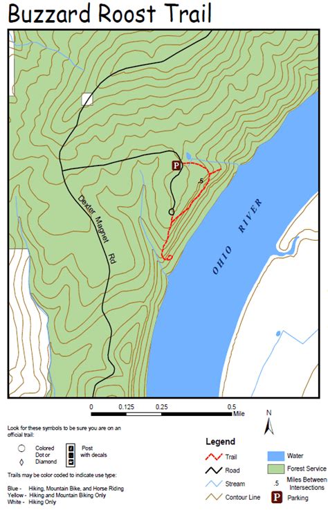 Map of Buzzard Roost Trail in Hoosier National Forest in Indiana