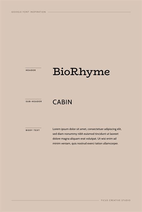 Google Font Pairings by Align Creatives. Header: BioRhyme Sub-header ...