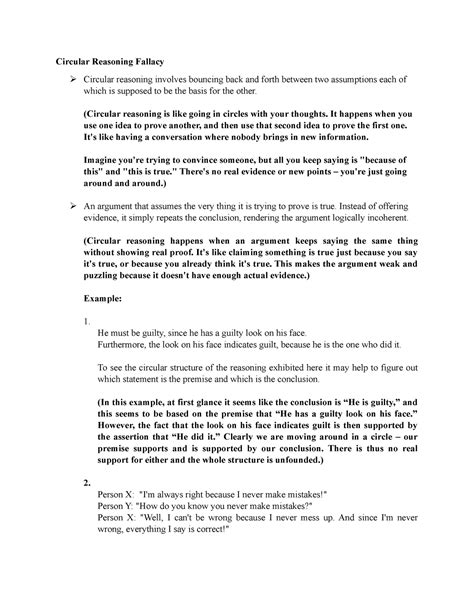 Circular Reasoning Fallacy - (Circular reasoning is like going in circles with your thoughts. It ...