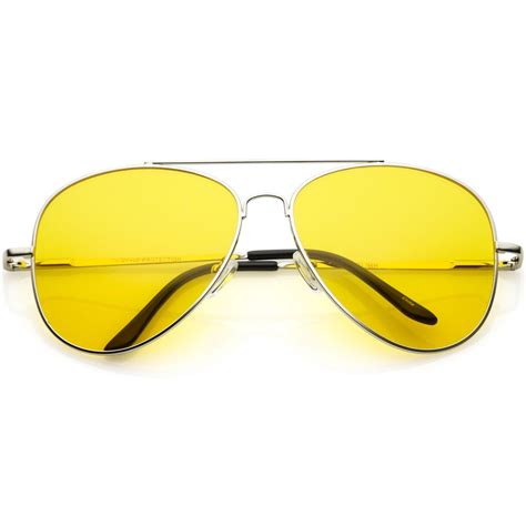 Large Classic Night Driving Aviator Sunglasse With Yellow Tinted Lens 61mm | Aviator sunglasses ...