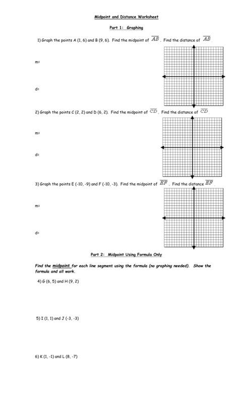 Midpoint and Distance Worksheet