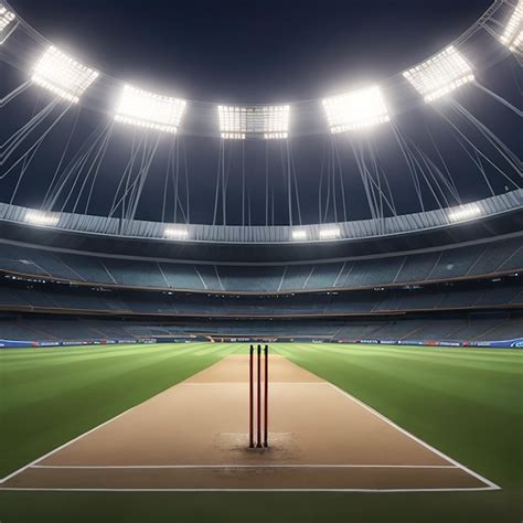 Premium Photo | Cricket stadium at night Background