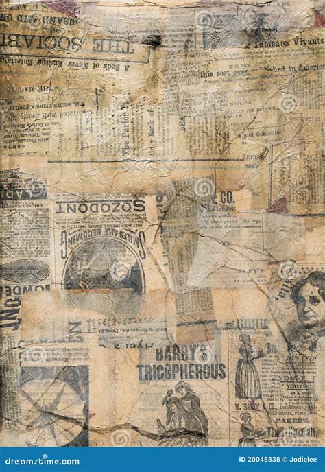 Grungy Antique Newspaper Paper Collage Stock Photo - Image: 20045338