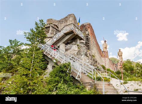 The ruins of Vlad the Impaler real residence, Poenari Castle in Wallachia, complete with impaled ...