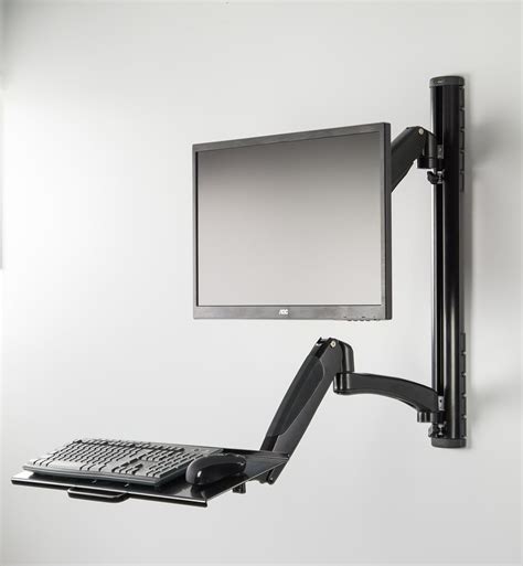 VIVO Black Sit-Stand Wall Mount Gas-Spring Height Adjustable Monitor ...