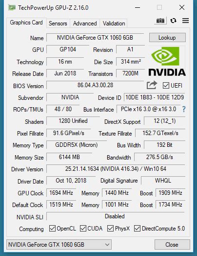 KFA2 GeForce GTX 1060 6 GB GDDR5X Review - Overclocking & Power Limit ...