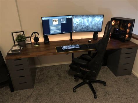 Love my new 98” KARLBY w/ ALEX drawers! : ikeaPCstations | Home office setup, Gaming desk setup ...