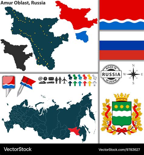 Map of oblast of amur Royalty Free Vector Image