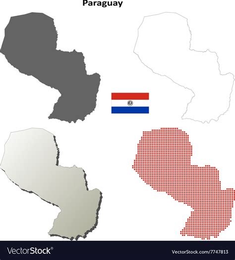 Paraguay outline map set Royalty Free Vector Image