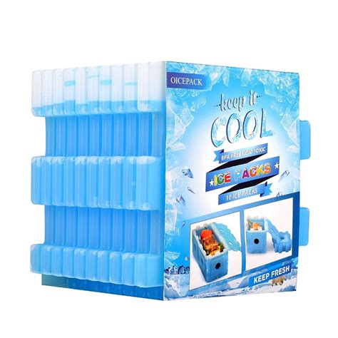 OICEPACK Portable Freezer Ice Pack set of 10, Long Lasting Freezer Cool Packs wish Reusable ...