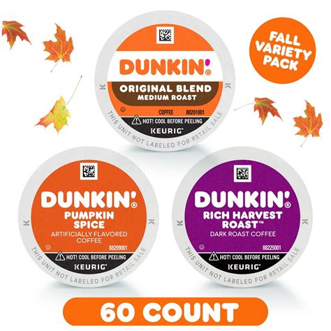 Dunkin’ Limited Edition Fall Coffee K-Cup Variety Pack, 3 Flavors, 60 K ...