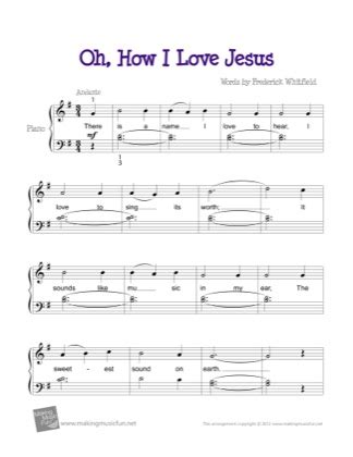 Oh, How I Love Jesus - Kids Free Piano Sheet Music PDF