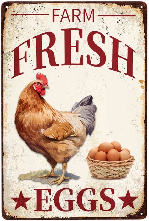 Amazon.com: JOCASA Chicken Vintage Metal Poster Farm Fresh Eggs Sign ...