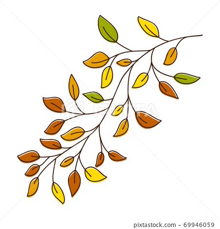Vector of a autumn birch tree branch. Hand... - 스톡일러스트 [69946059] - PIXTA