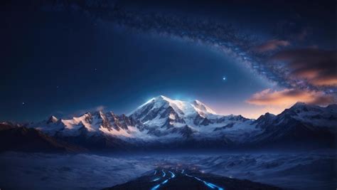 Premium AI Image | Starry Mountain A Mystical Night in Space