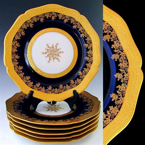 6 French Limoges Porcelain Gold Encrusted Cobalt Blue Plate Set | China Patterns I would get if ...