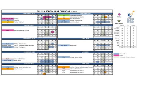 Seattle Public Schools Calendar Holidays 2022-2023 PDF