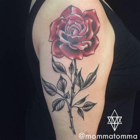 Neo traditional rose tattoo by Momma Tomma | Traditional rose tattoos, Tattoos, Female tattoo ...