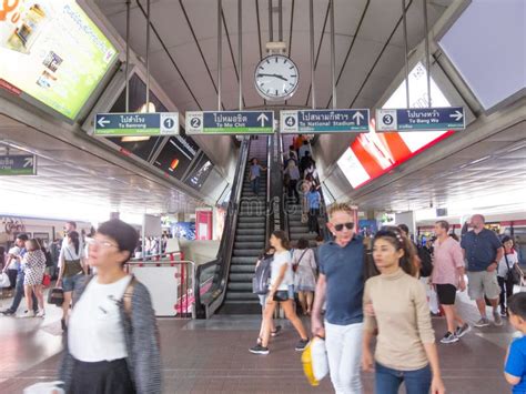 Siam BTS Station BANGKOK,THAILAND-17 AUGUST 2018: Stairway To the Station. this Station is an ...