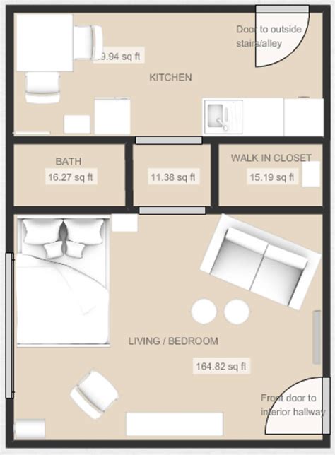 5 Smart Studio Apartment Layouts that Work Wonders for One-Room Living | Living room furniture ...