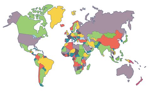 World Map Without Country Names – Topographic Map of Usa with States