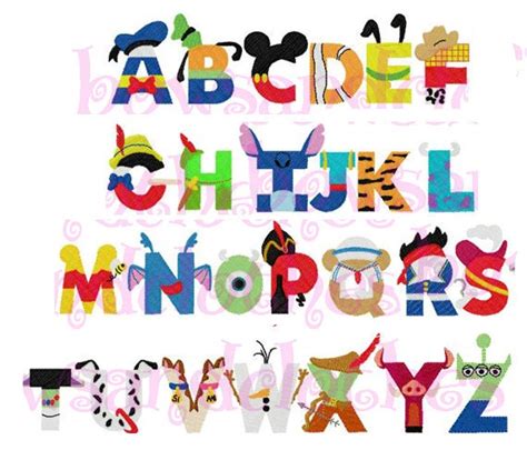 Disney inspired letters font embroidery design instant