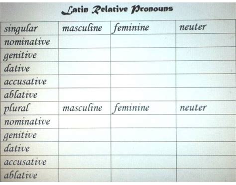 Latin Relative Pronoun Chart | Relative pronouns, Latin, Pronoun