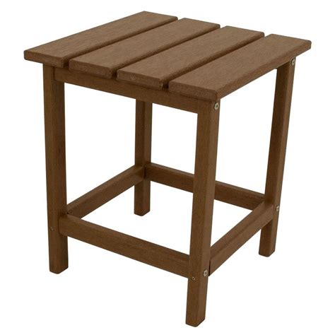 POLYWOOD Long Island 18 in. Teak Patio Side Table-ECT18TE - The Home Depot