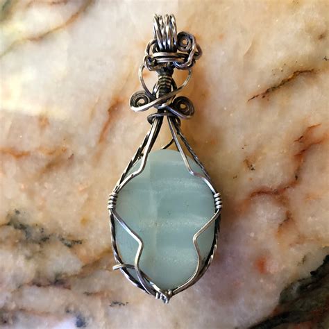 Amazonite Sterling Silver Handmade Wire Wrapped Pendant - Natural Gems – Rhonda Chase Design