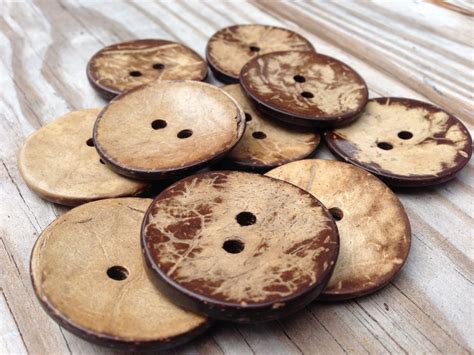 Large coconut shell buttons 38mm natural coconut wood 10