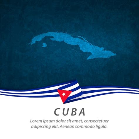 Premium Vector | Cuba flag with central map