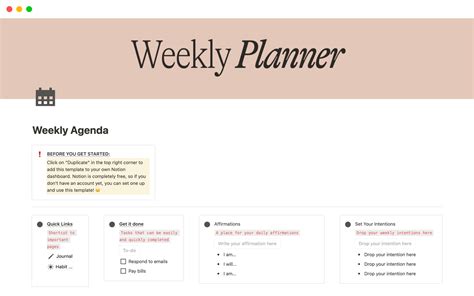 Weekly Agenda | Notion Template