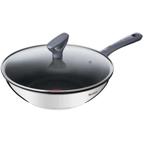 Tefal Daily Cook Induction Non-Stick Stainless Steel Wok 28cm + Lid ...