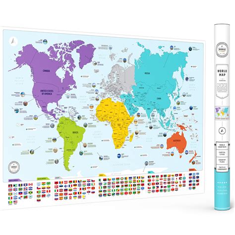 Buy Colorful World with s & Capitals + 50 Interesting Facts - XL Wall Art for Home & Classroom ...