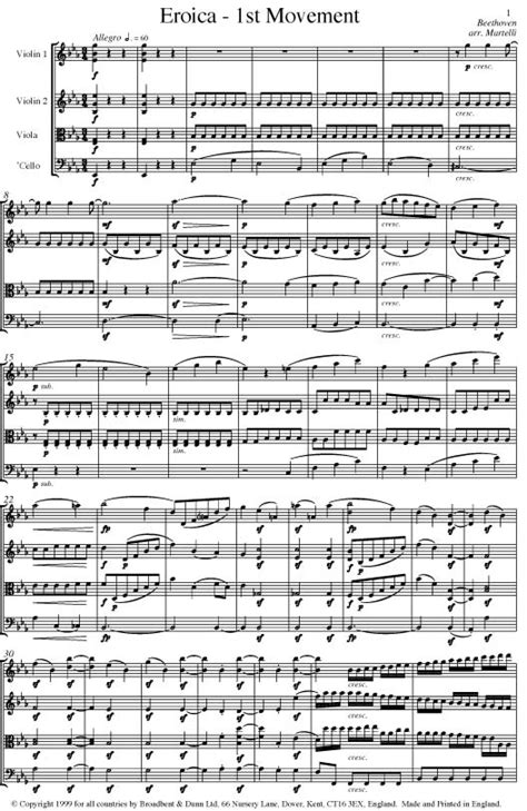 Beethoven - Symphony No. 3 Eroica Movement 1, Opus 55 (String Quartet ...