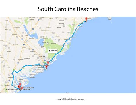 South Carolina Beaches Map | Map of South Carolina Beaches