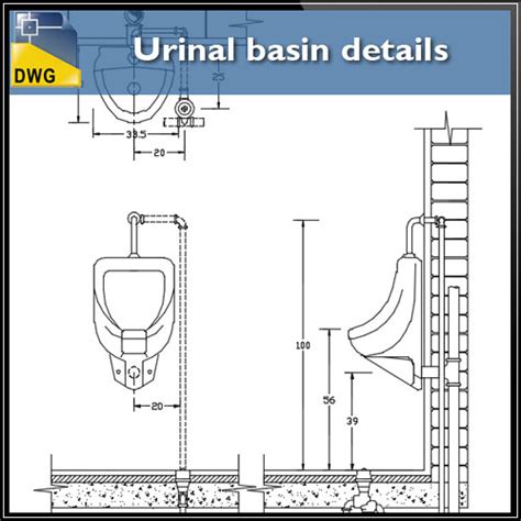 Urinal basin CAD Details - Files, Plans and Details