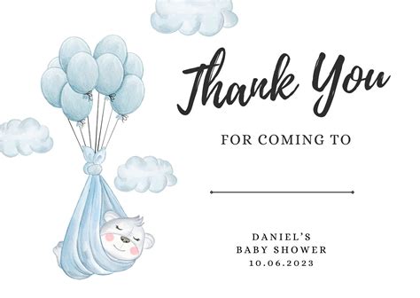 Free Printable Baby Shower Thank You Card Templates Canva, 50% OFF