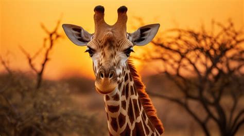 Premium AI Image | A closeup portrait of giraffe in its natural habitat ...