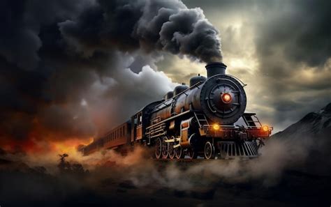 Premium AI Image | An old steam train smoke from the chimney Generative AI