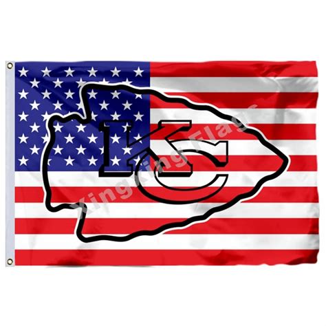 Kansas City Chiefs Hollow Out Shape With US Flag 3ft X 5ft Polyester ...