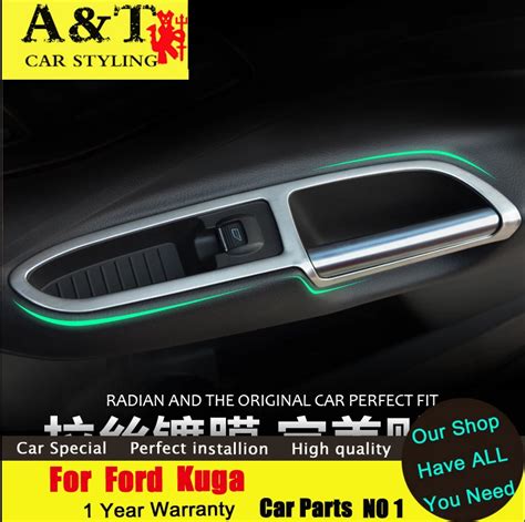 A&T car styling For Ford Kuga Escape chrome Interior parts trim 2013 2015 For Kuga Armrest ...